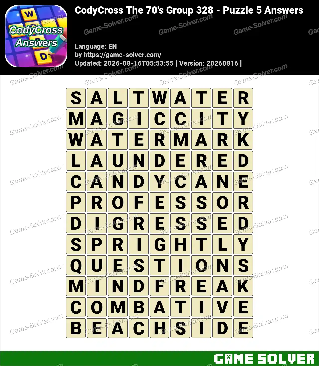 CodyCross The 70’s Group 328 – Puzzle 5 Answers